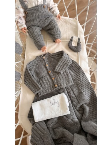 Cardigan con tasche grigio in lana