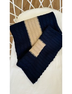 Coperta misto lana in blu corda