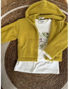 Maglia con zip e cappuccio giallo