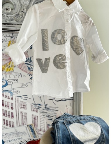 Camicia bianca love argento