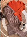 Pantalone in tweed arancio