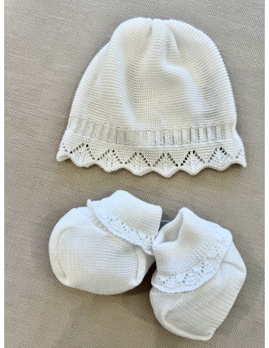 Set cappellino e scarpine Panna Corda